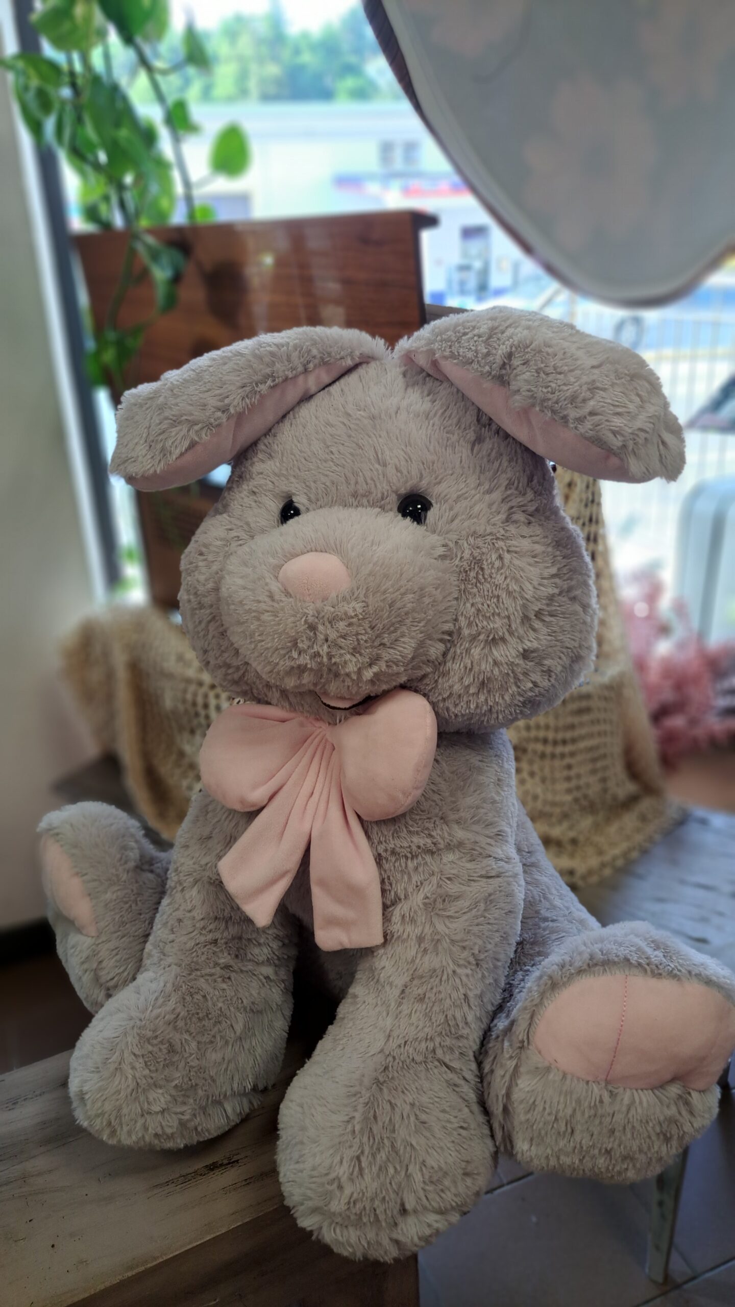 Peluche grande grigio e rosa